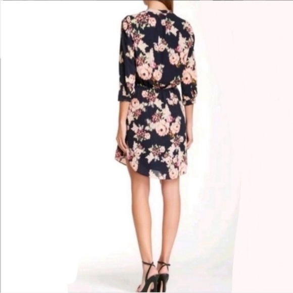 Daniel Rainn Shirt Dress Size Large Navy blue pink floral long sleeve - Picture 3 of 8